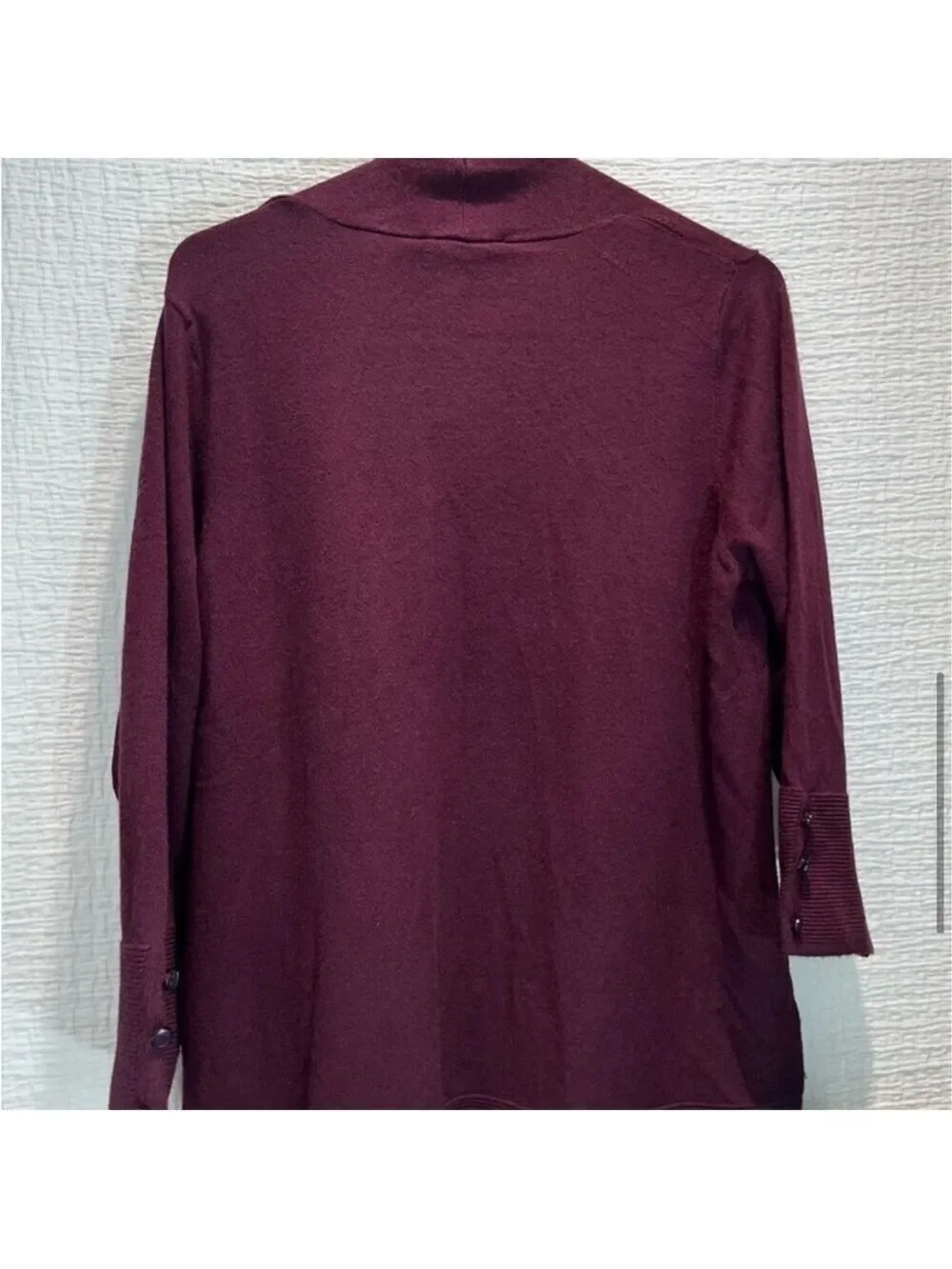 Evolution by Cyrus Ribbed Open Front Cardigan Burgundy Ancho Chili Red Medium